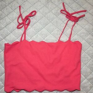 Zara Scalloped Pink Crop Top